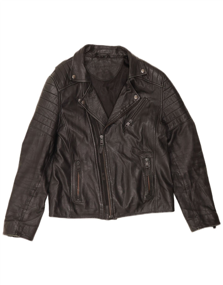 Infinity Herre Læder Biker Jacket UK 40 Large Sort