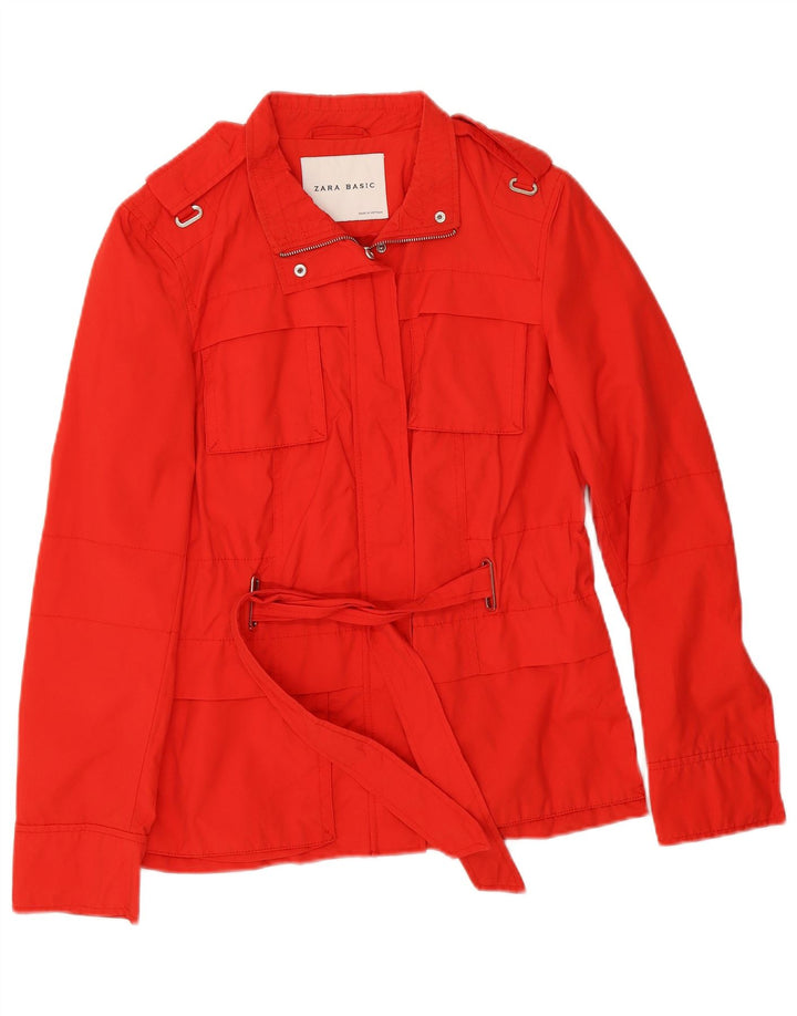 Zara Womens Military Utility Jacket UK 12 Medium Red Bomuld