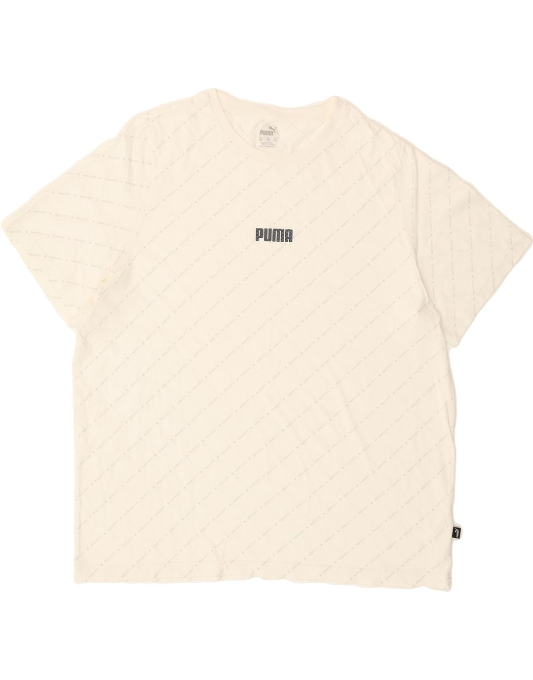 PUMA Mens Abstract Pattern Graphic T-Shirt Top 2XL White Cotton Vintage Puma and Second-Hand Puma from Messina Hembry 