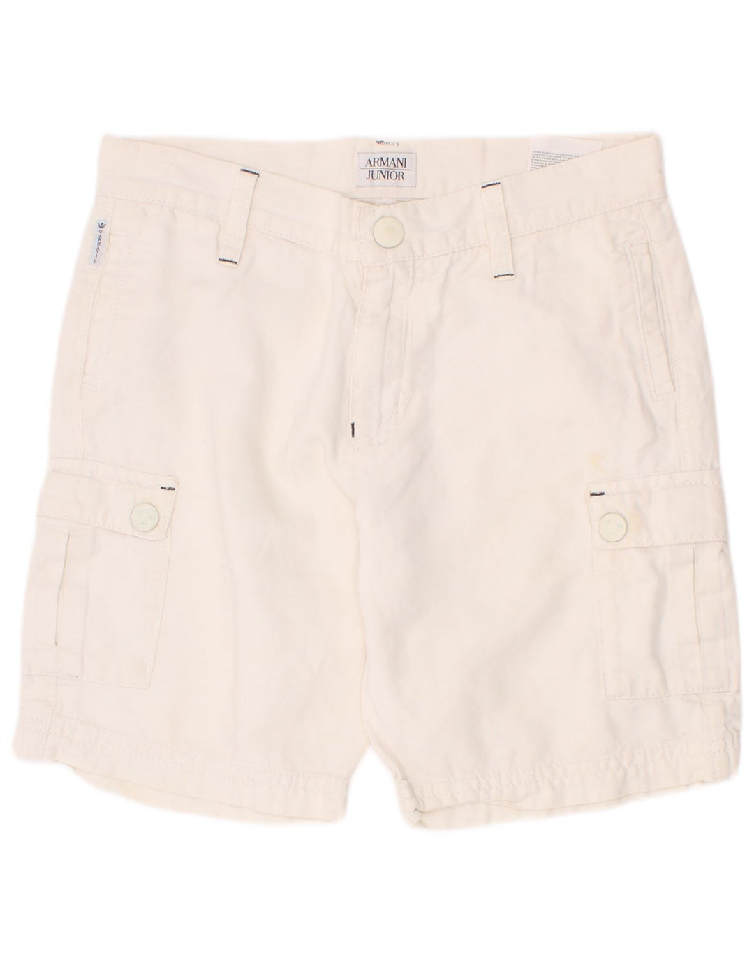 Armani Junior Drenge Cargo Shorts 7-8 år W24 Hvid Bomuld
