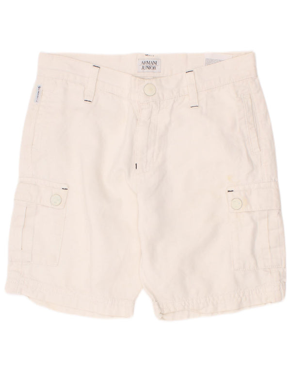 Armani Junior Drenge Cargo Shorts 7-8 år W24 Hvid Bomuld