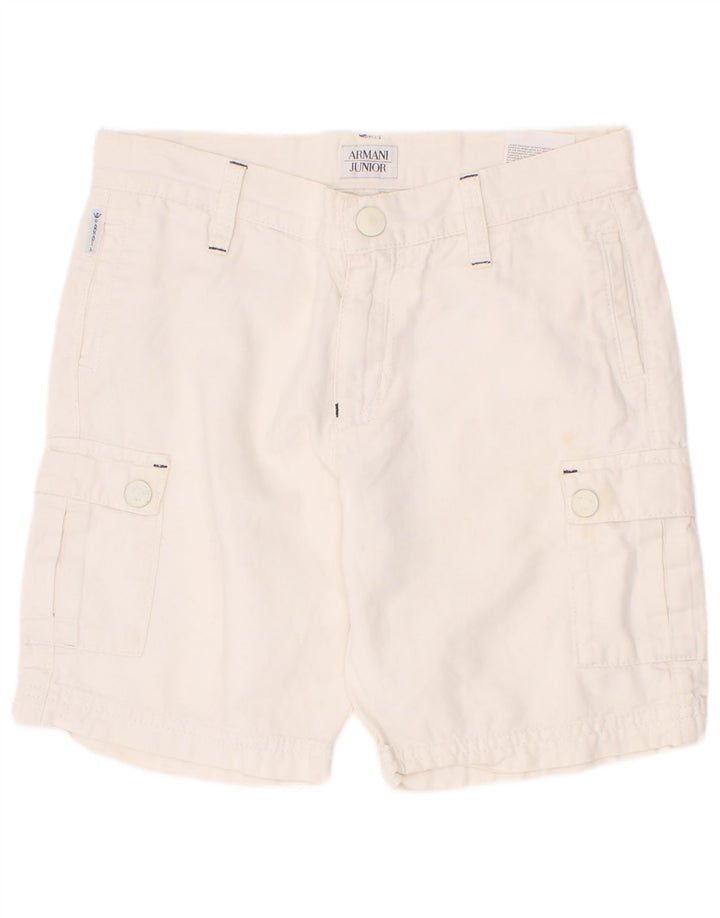 Armani Junior Drenge Cargo Shorts 7-8 år W24 Hvid Bomuld