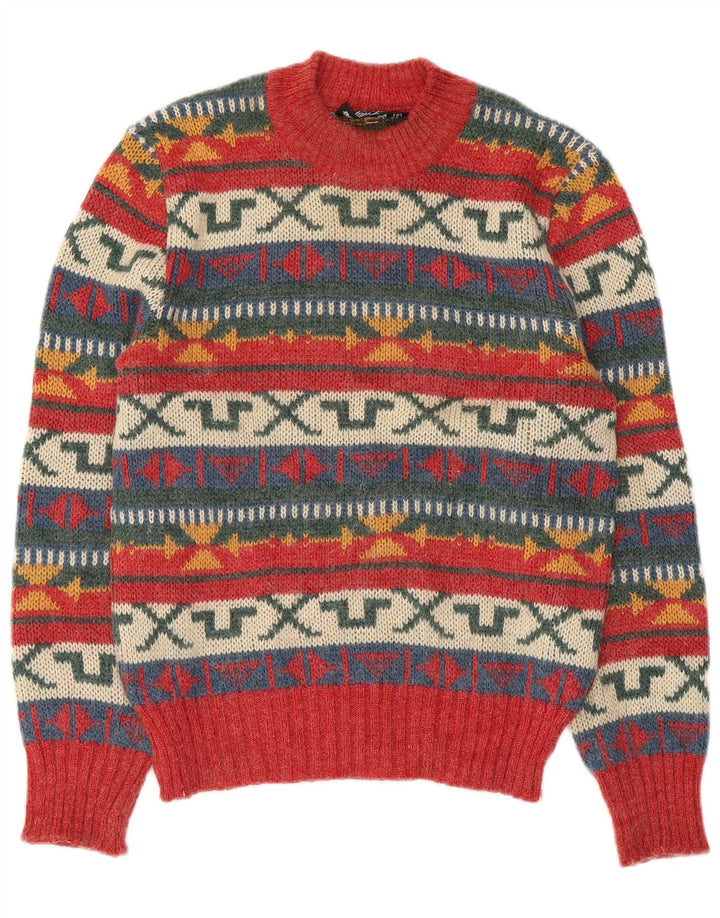 Geyer Dame Crew Neck Jumper Sweater IT 46 Stor Rød Geometrisk