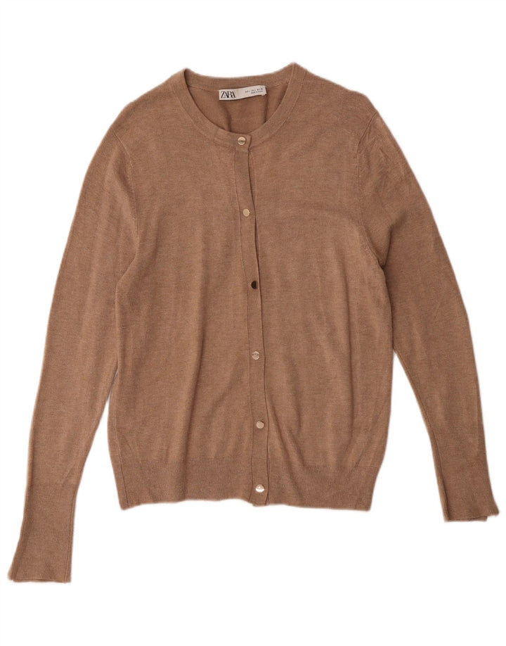 Zara Dame Cardigan Sweater UK 14 Stor Brun