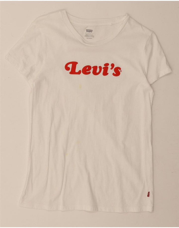 LEVI'S Womens Graphic T-Shirt Top UK 6 XS White Vintage Levi's and Second-Hand Levi's from Messina Hembry 