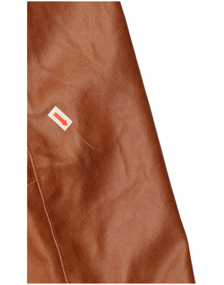 DAVIN Womens Leather Coat IT 44 Medium Brown Leather