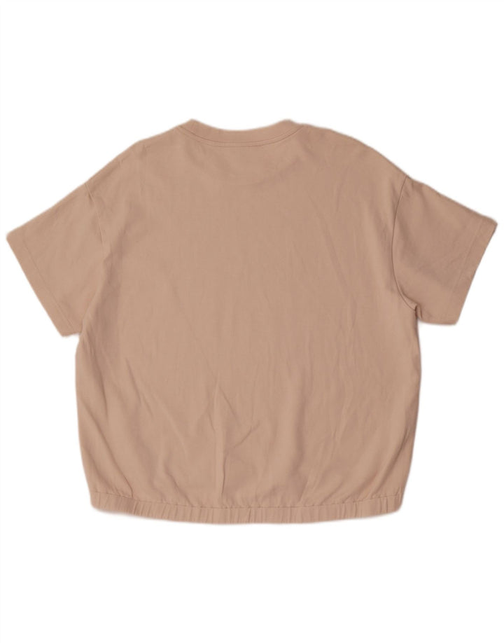 Massimo Dutti Dame T-Shirt Top UK 16 Stor Beige Bomuld