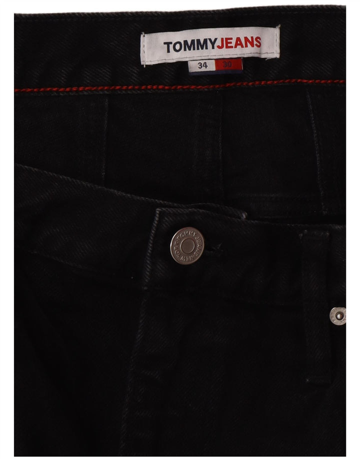 TOMMY HILFIGER Herre tilspidsede jeans W34 L26 sort bomuld