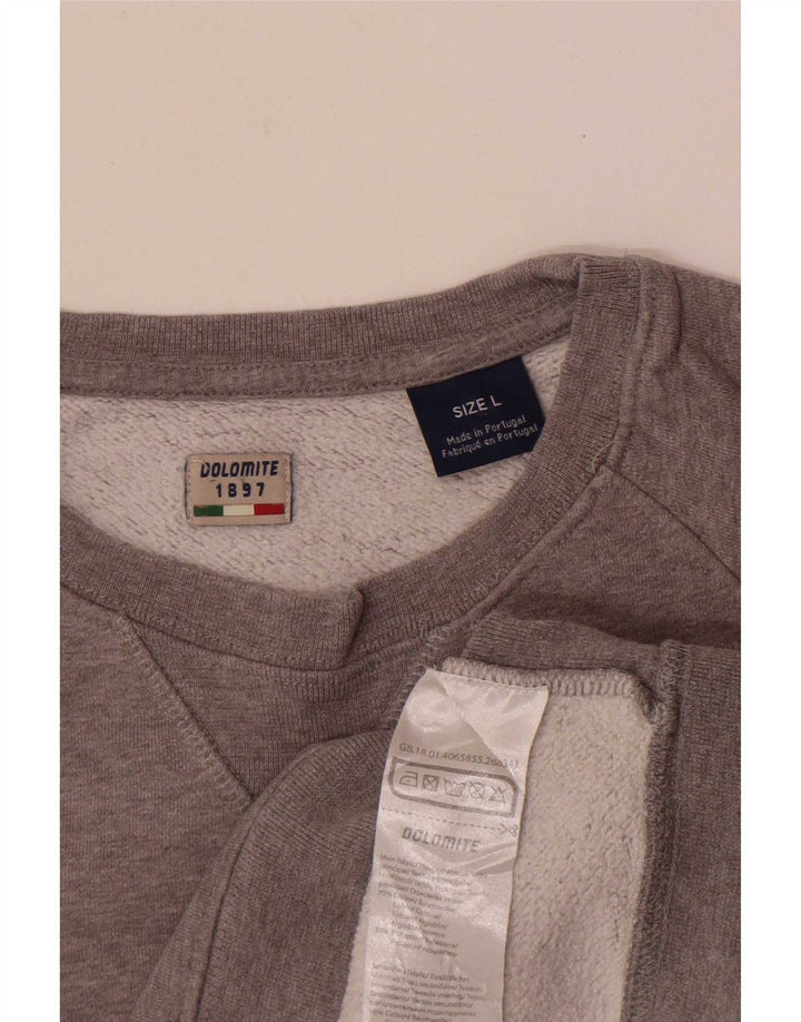 Dolomite Herre Grafisk Sweatshirt Jumper Stor Grå Flecked Bomuld