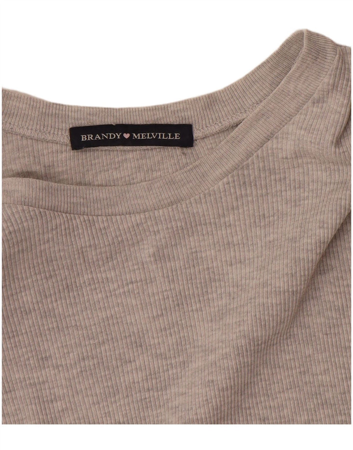 Brandy Melville Dame Crop T-Shirt Top UK 8 Lille Grå
