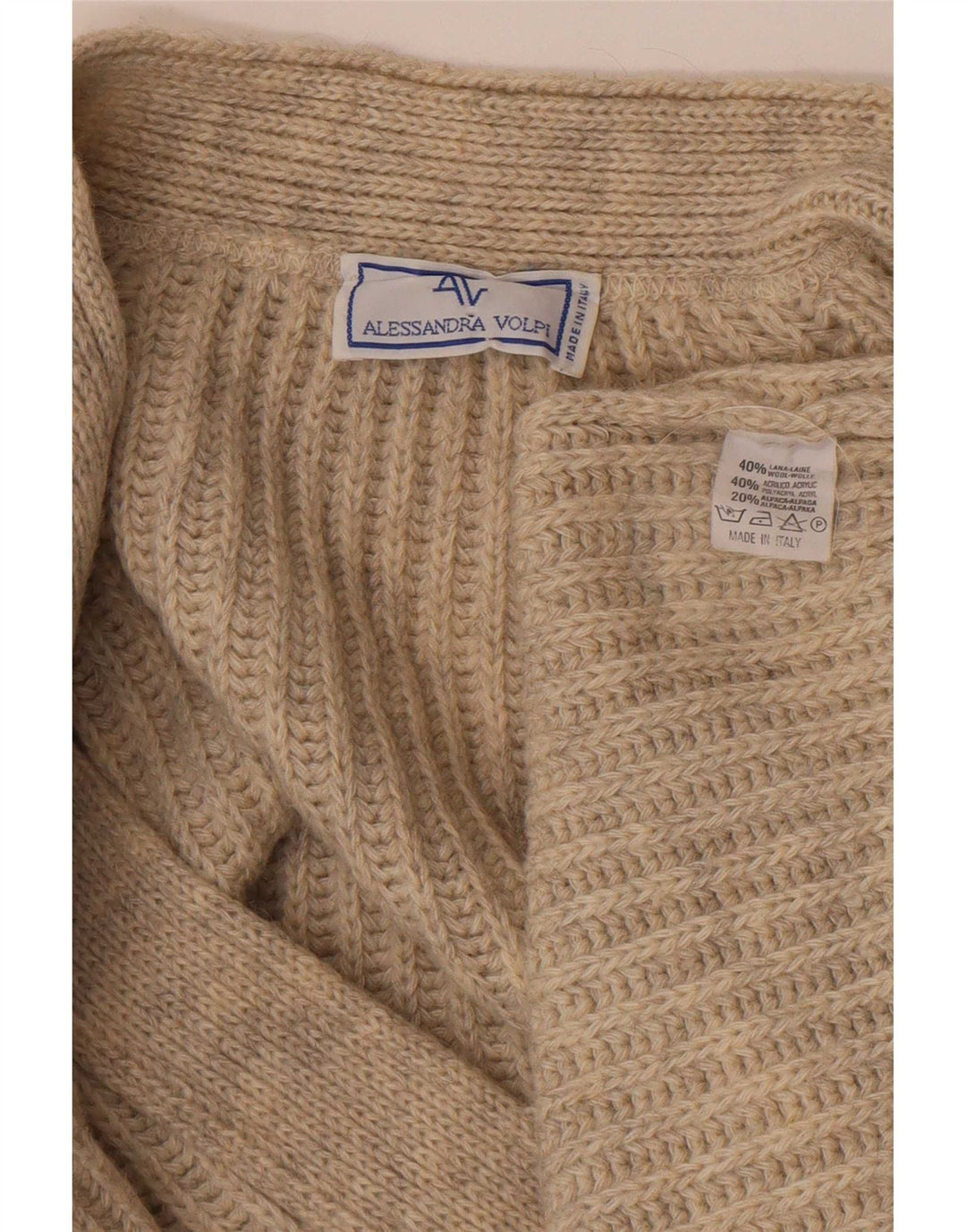 Vintage herre cardigan sweater XL beige uld