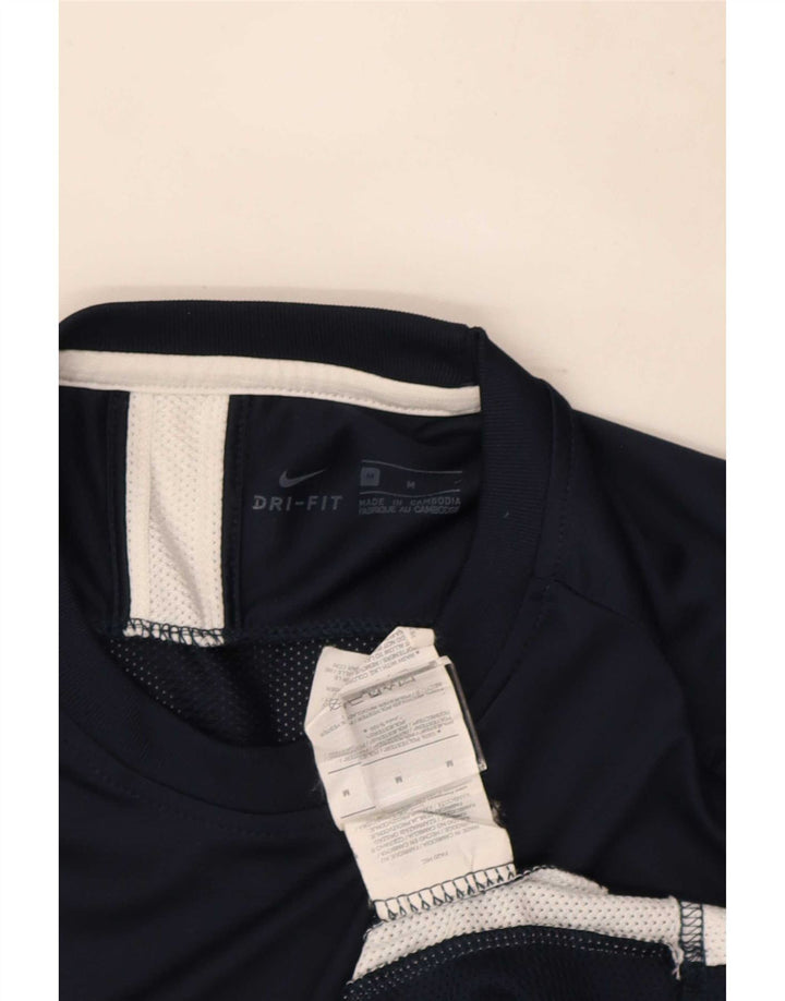 Nike Herre Dri Fit T-shirt Top Medium Marineblå Colourblock Polyester