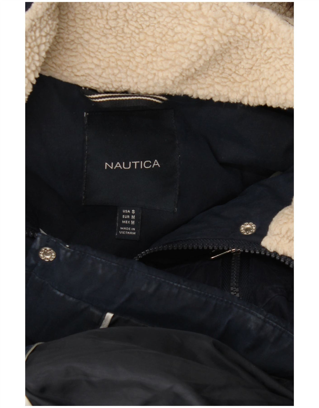 Nautica Dame Hætte Oversized Polstret Frakke UK 10 Small Navy Blue