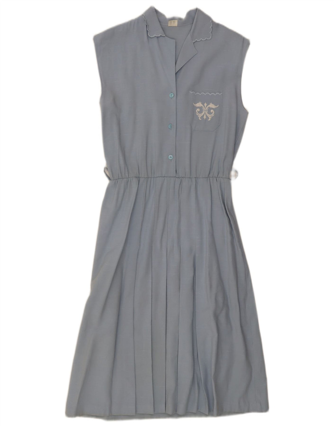 Vintage Dame Ærmeløs A-Line Kjole IT 44 Medium Blue Viscose