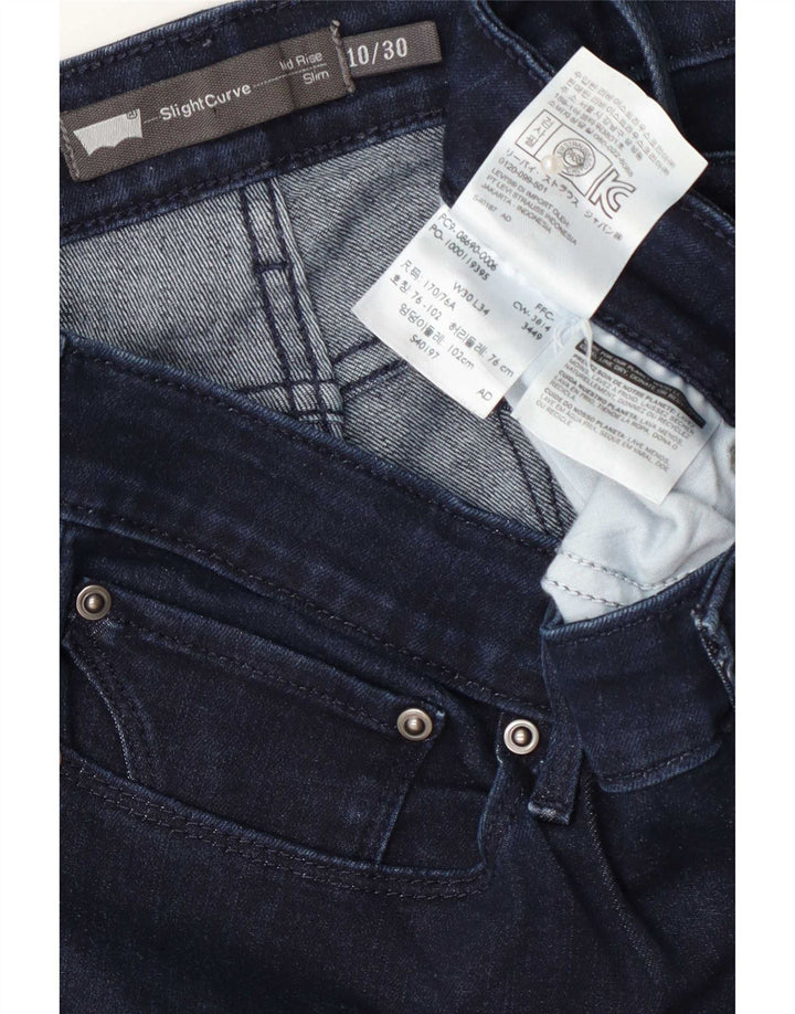 Levi's Womens Slight Curve Mid Rise Slim Jeans W30 L34 Navy Blue