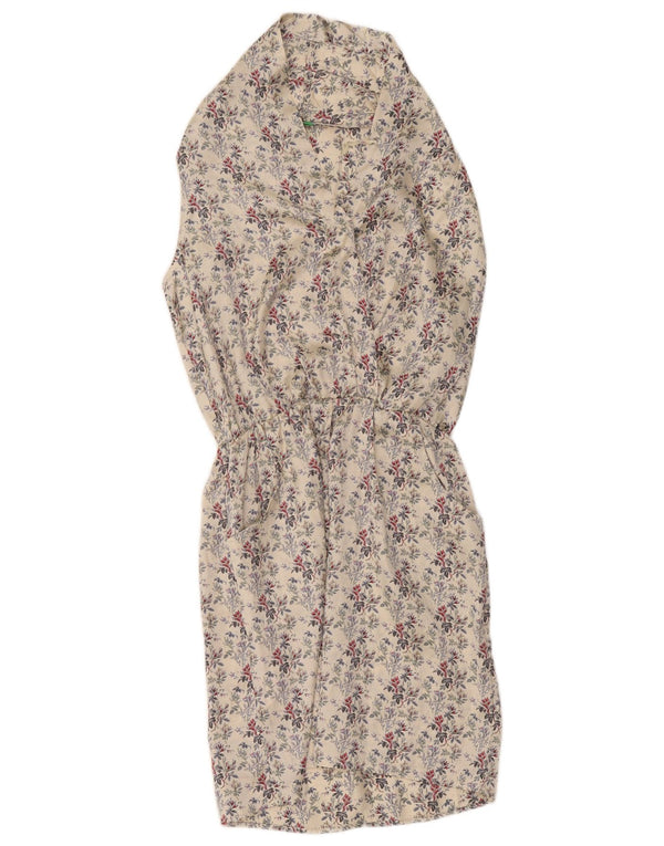 Benetton Kvinders Ærmeløs Skede Kjole UK 12 Medium White Floral