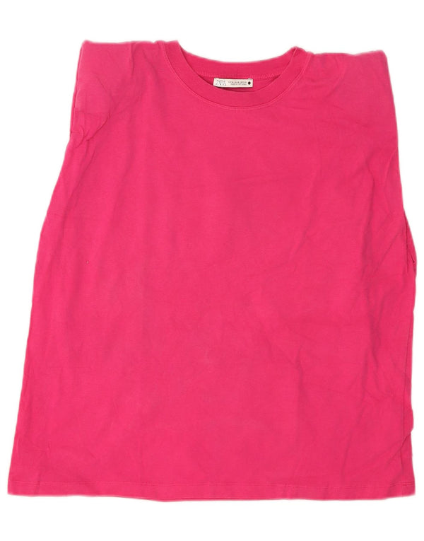 Zara Womens Vest Top UK 14 Medium Pink Cotton