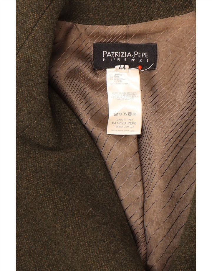 PATRIZIA PEPE Dame 2-knaps blazerjakke IT 44 Medium Khaki Wool