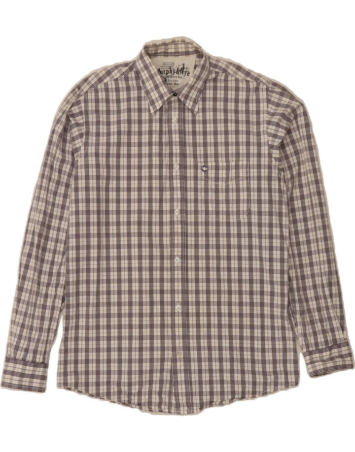 MURPHY & NYE Mens Shirt XL Grey Check Cotton Vintage Murphy & Nye and Second-Hand Murphy & Nye from Messina Hembry 