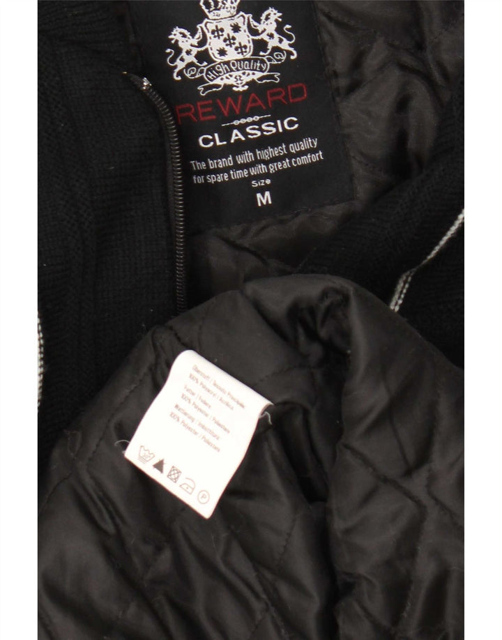 Belønning Herre Zip Cardigan Sweater Medium Sort Stribet Akryl Classic