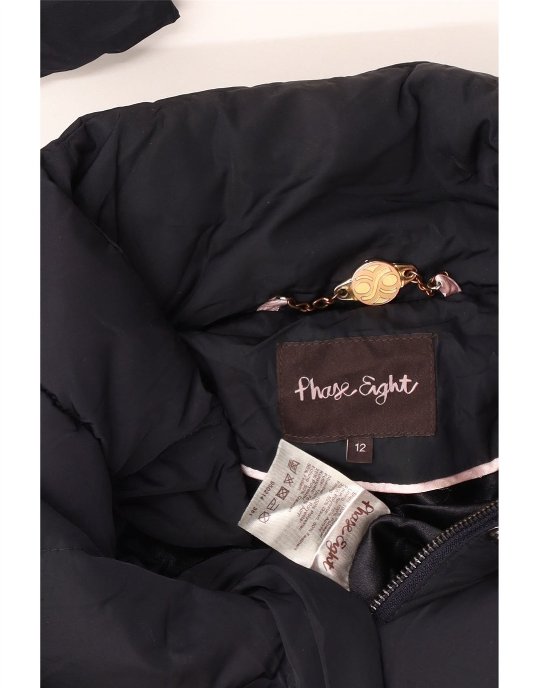 Phase Eight Dame Polstret Frakke UK 12 Medium Navy Blue Polyester