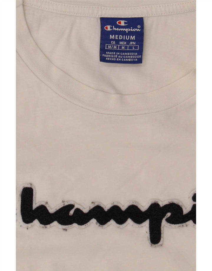 CHAMPION Mens Graphic T-Shirt Top Medium White