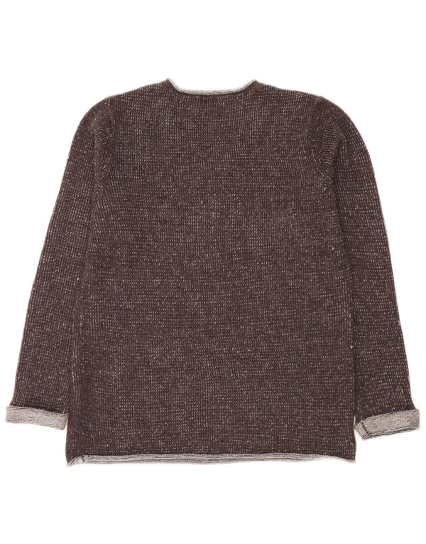 Vintage Dame V-hals sweater UK 16 Large Grå Flecked Polyacrylic