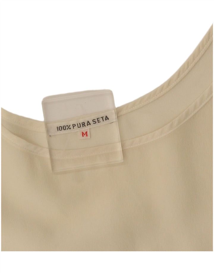 Vintage Womens Crop Vest Top UK 14 Medium Beige Silke