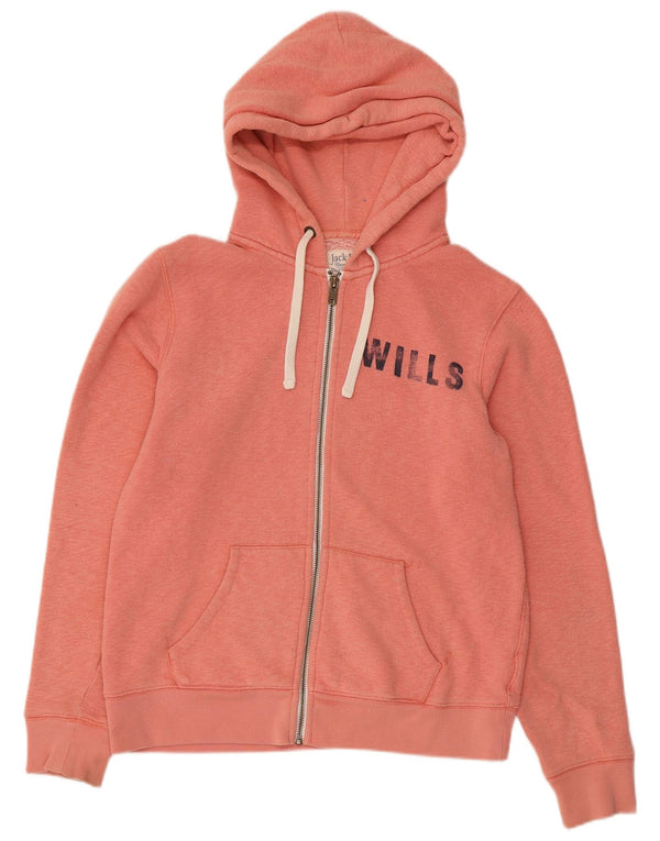 Jack Wills Dame Grafisk Hættetrøje Sweater UK 14 Medium Pink Bomuld