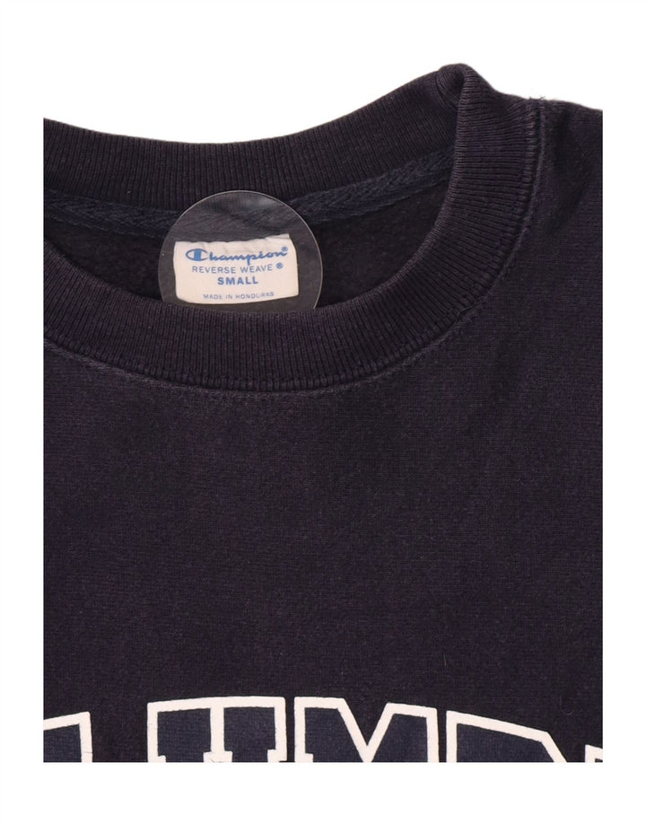 Champion Herre Reverse Weave Graphic Sweatshirt Jumper Small Navy Blue
