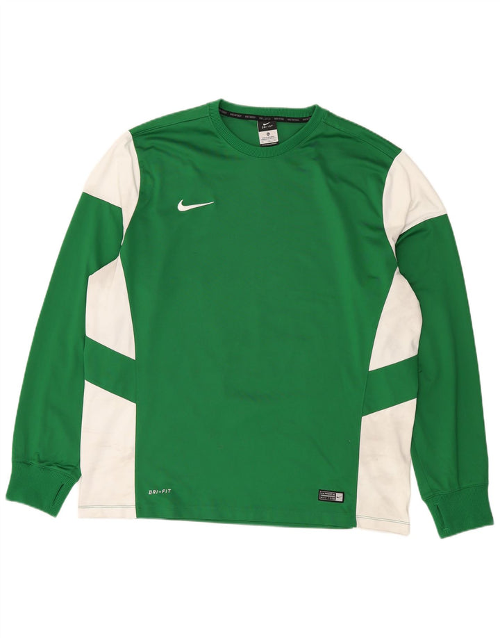 NIKE Dri Fit Top Langærmet XL Grøn Colourblock Polyester