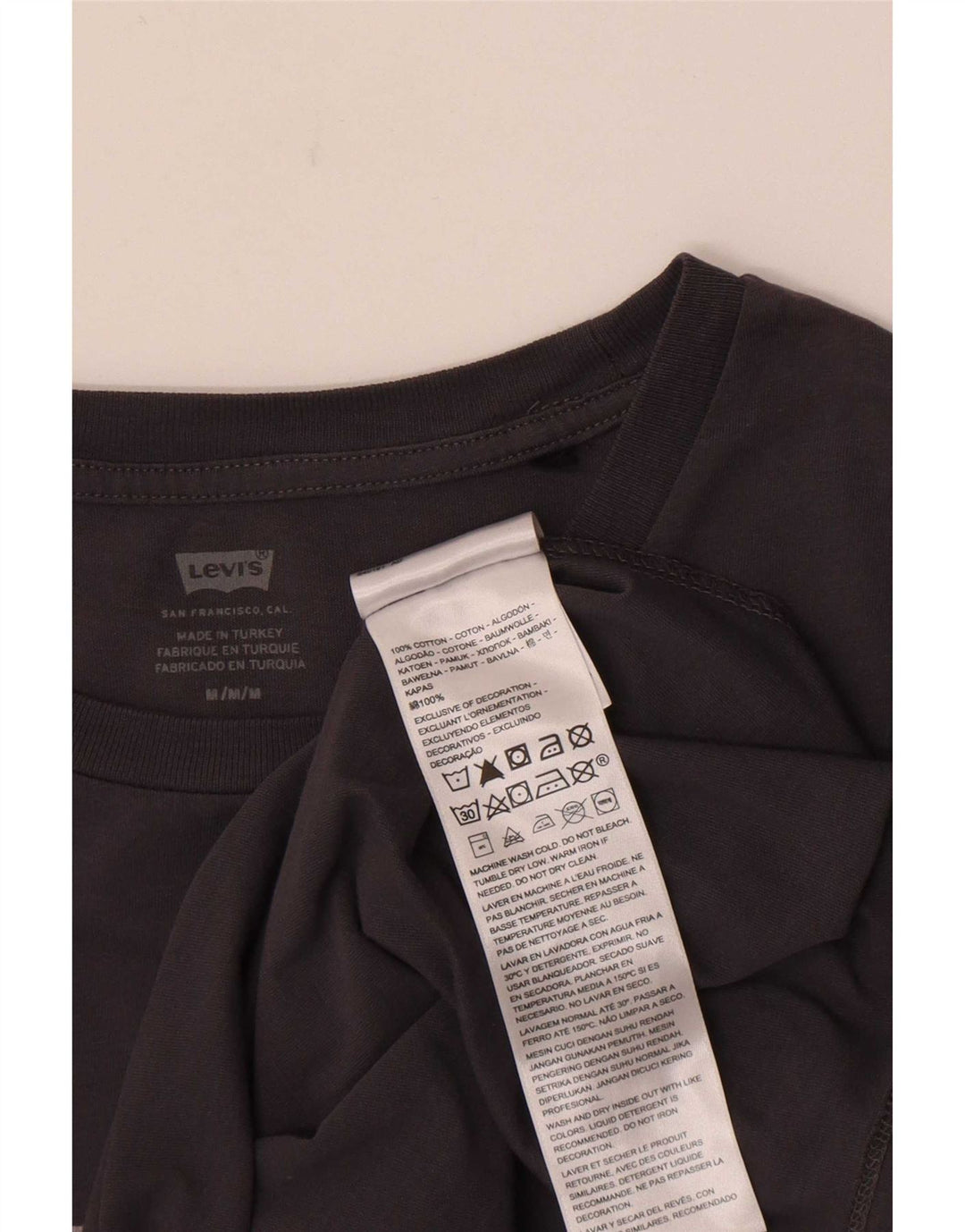 Levi's Dame Grafisk T-Shirt Top UK 12 Medium Grå Bomuld