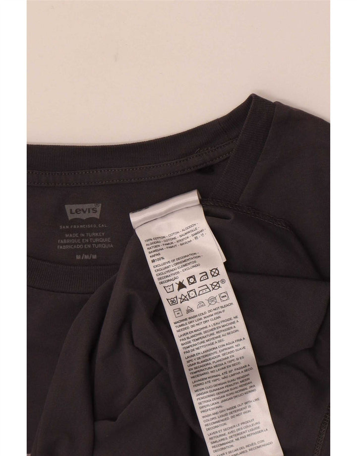 Levi's Dame Grafisk T-Shirt Top UK 12 Medium Grå Bomuld