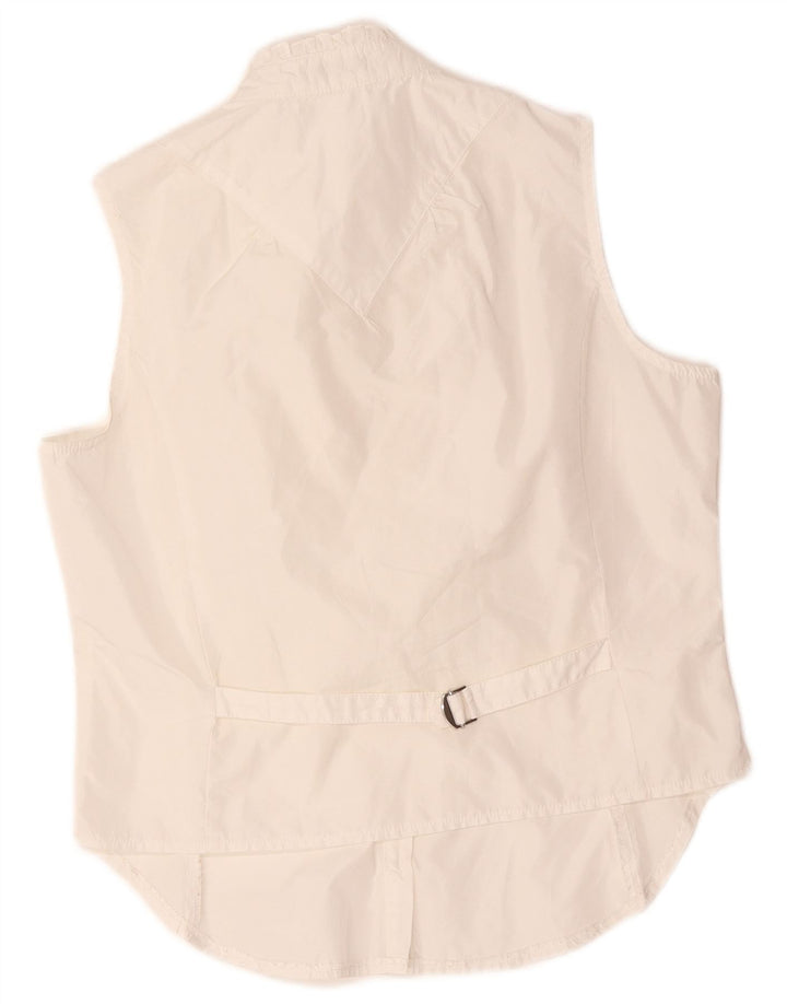 Benetton Womens Flæse foran ærmeløs skjortebluse UK 14 Medium White