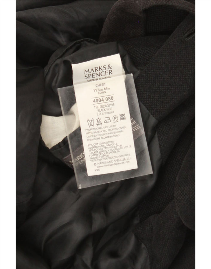 Marks & Spencer Herre 3-knaps blazerjakke UK 46 XL Sort bomuld