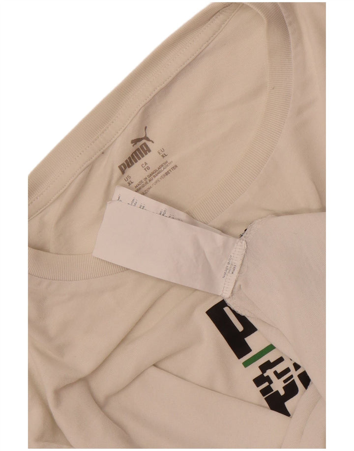 Puma Herre Grafisk T-Shirt Top XL Hvid Bomuld