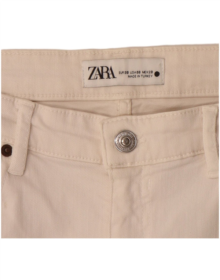 ZARA Bermuda denimshorts til kvinder EU 38 Small W28 Off White
