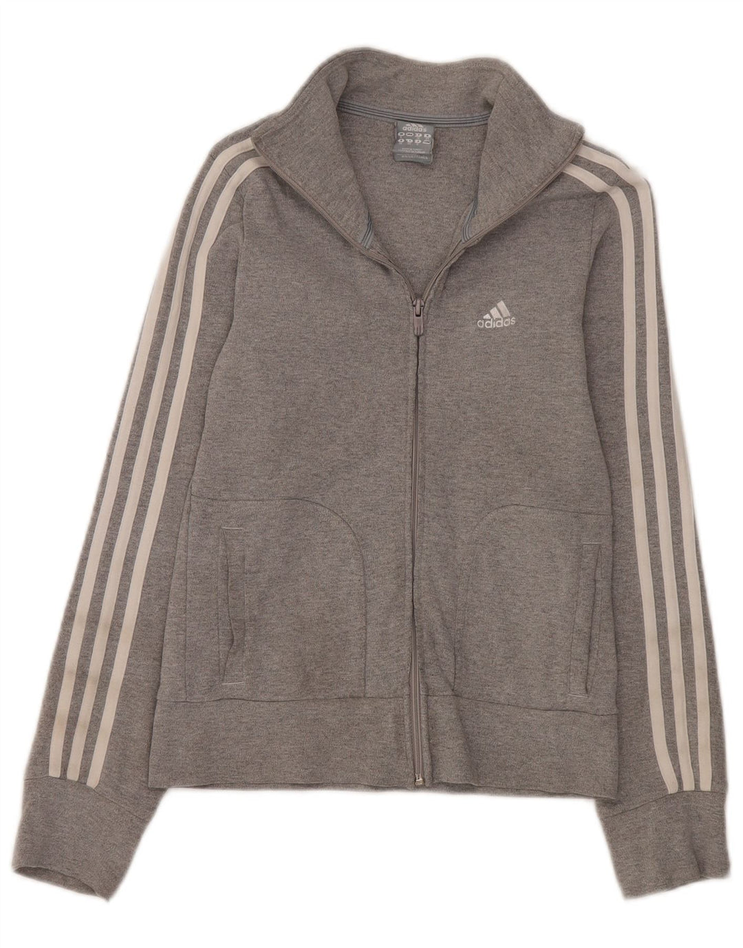 Adidas Womens Regular Fit Tracksuit Top Jacket UK 8 Small Grey Bomuld
