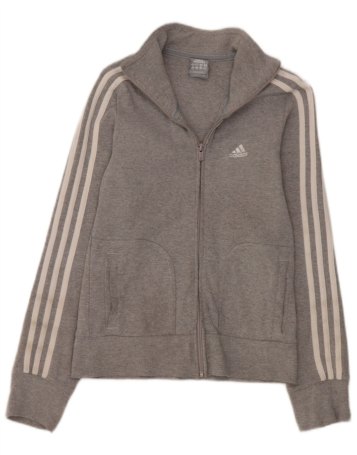 Adidas Womens Regular Fit Tracksuit Top Jacket UK 8 Small Grey Bomuld