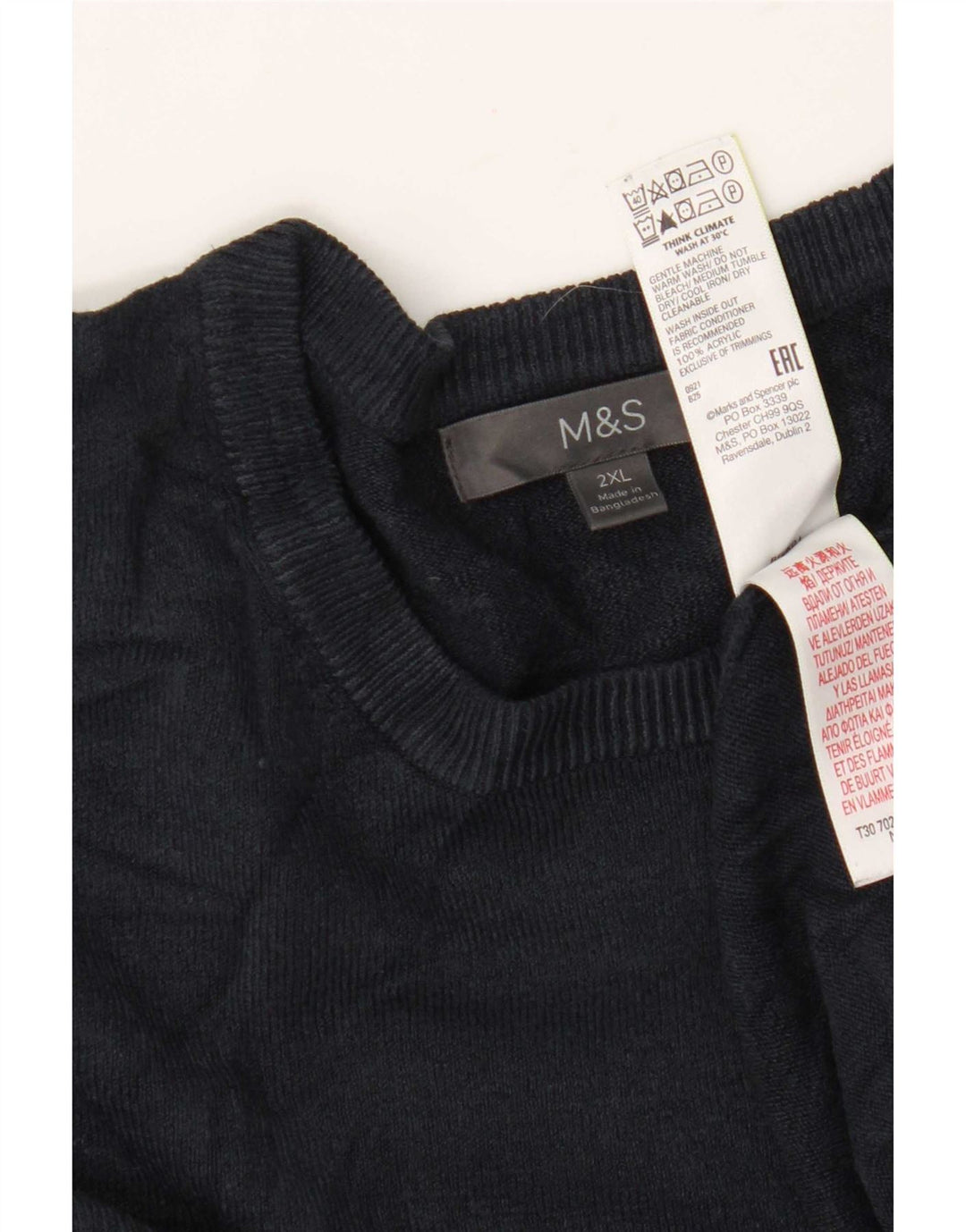 Marks & Spencer Herretrøje med rund hals 2XL marineblå akryl