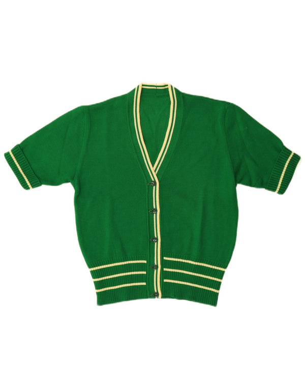Vintage kortærmet cardigan sweater til kvinder IT 46 Large Green