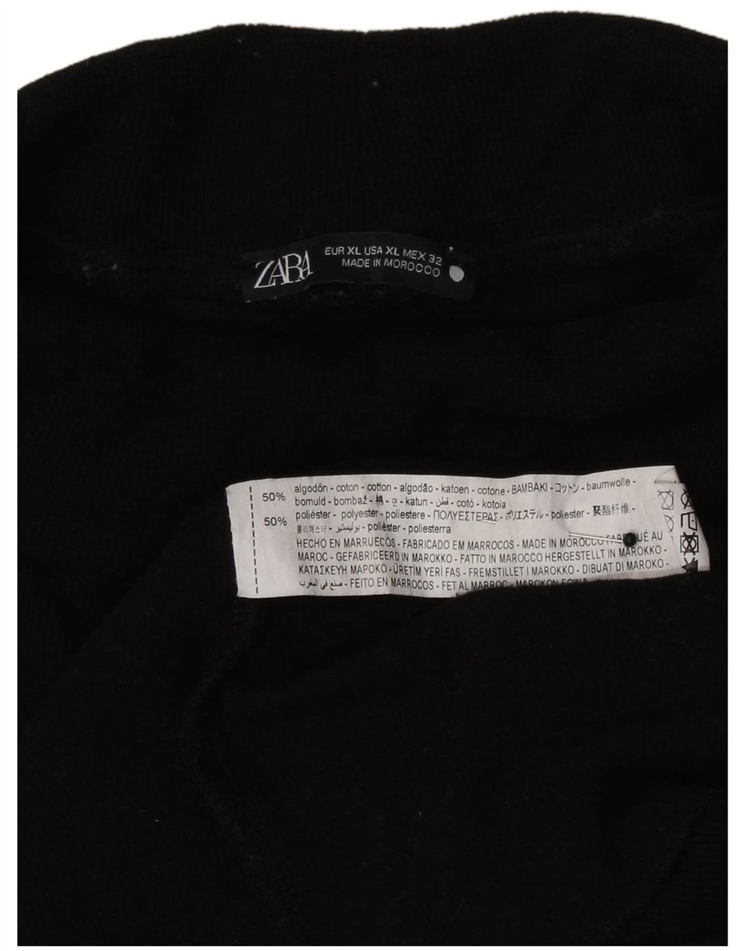 Zara Dame Top Langærmet UK 18 XL Sort Bomuld