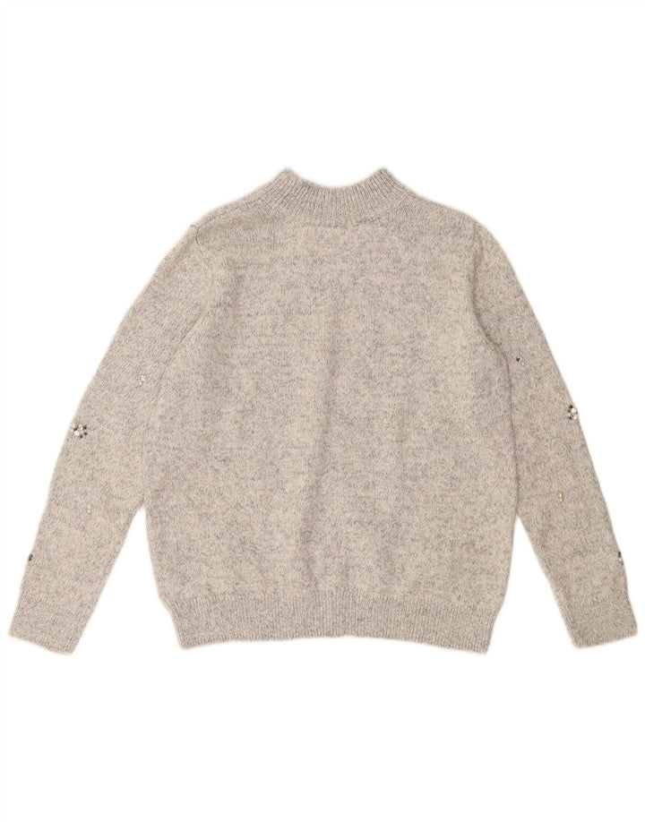 MARKS & SPENCER Womens Turtle Neck Jumper Sweater UK 12 Medium Grey Cotton