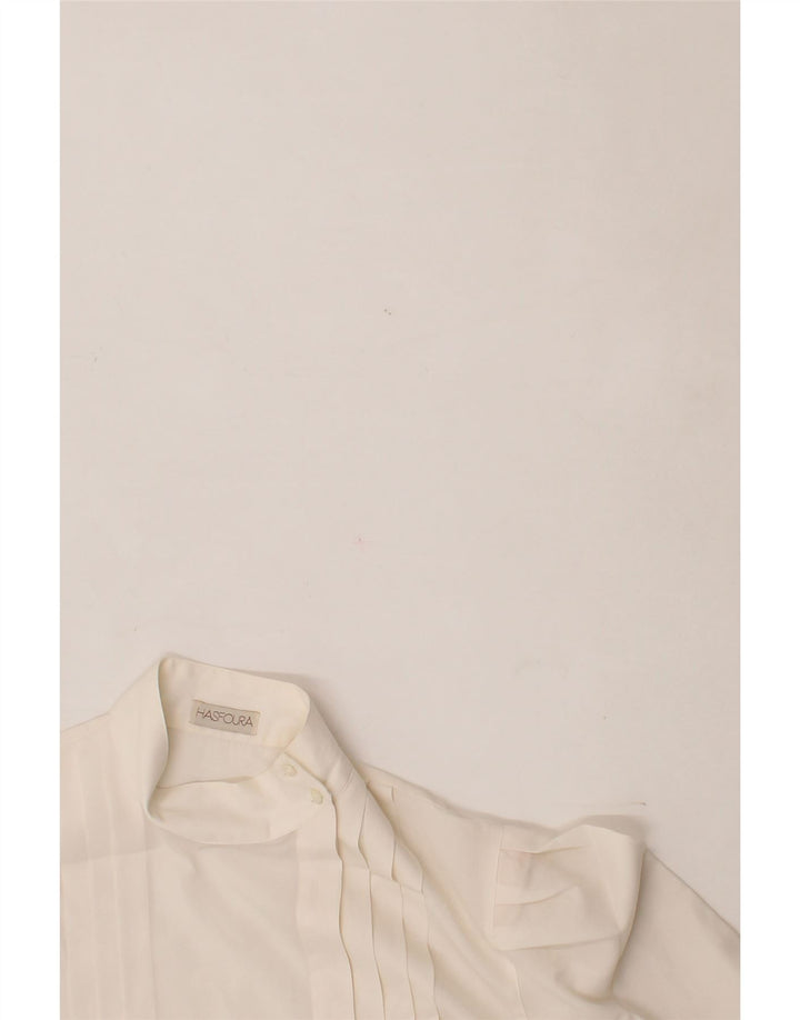 VINTAGE Womens Shirt Blouse UK 16 Large Off White Polyester Vintage Vintage and Second-Hand Vintage from Messina Hembry 