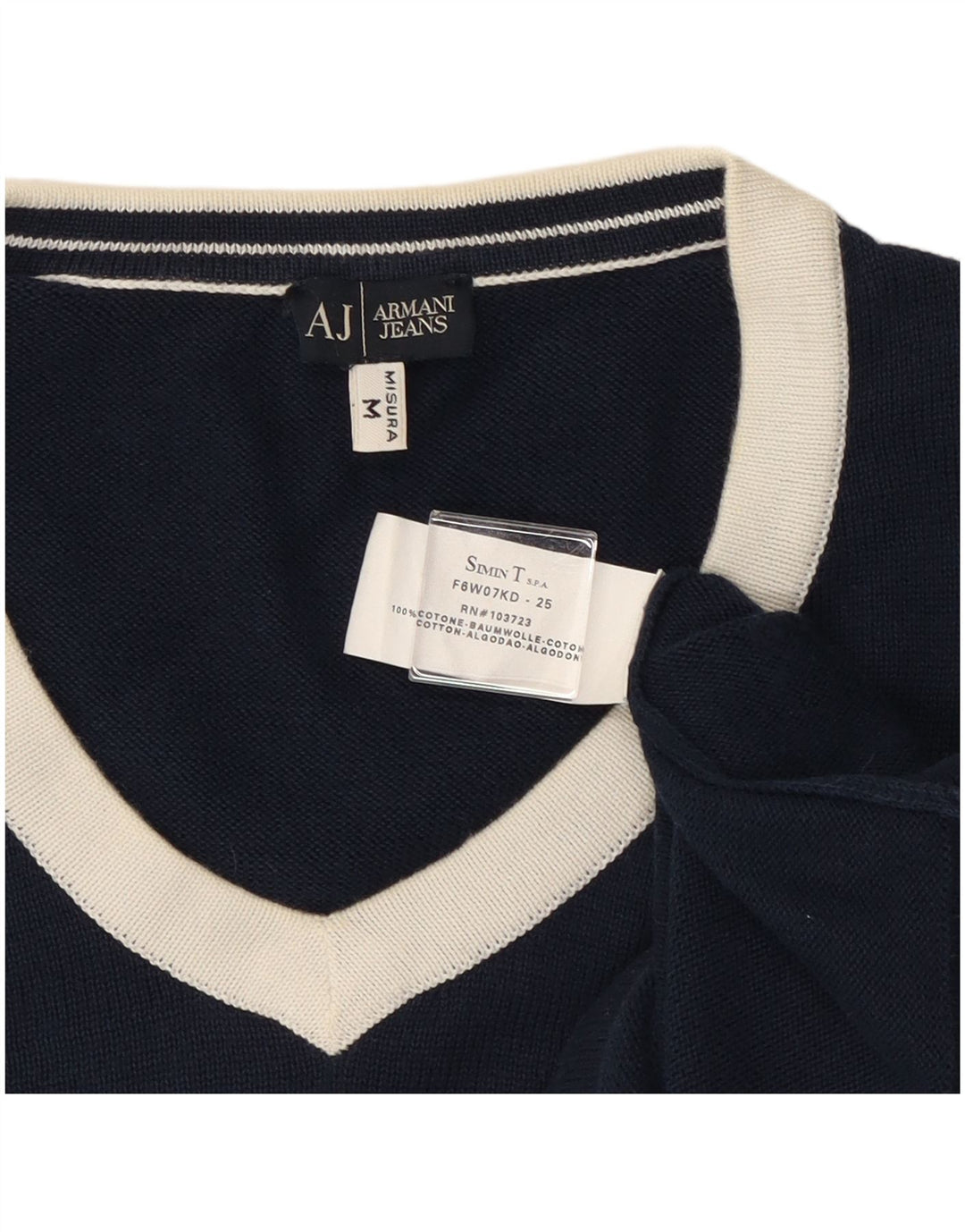 Armani Herre V-hals sweater Medium Marineblå Colourblock Bomuld