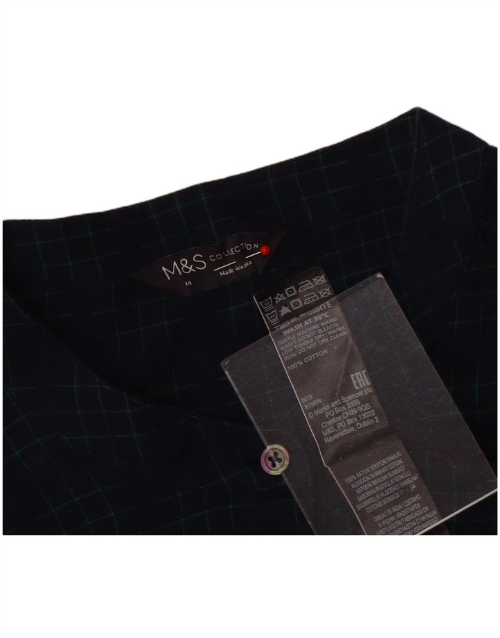 Marks & Spencer Dameskjorte UK 14 Stor marineblå ternet bomuld