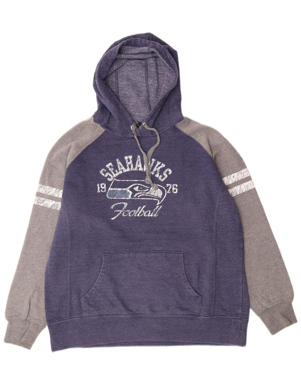 NFL Dame Seattle Seahawks Hoodie Jumper UK 18 XL Navy Blue Colourblock
