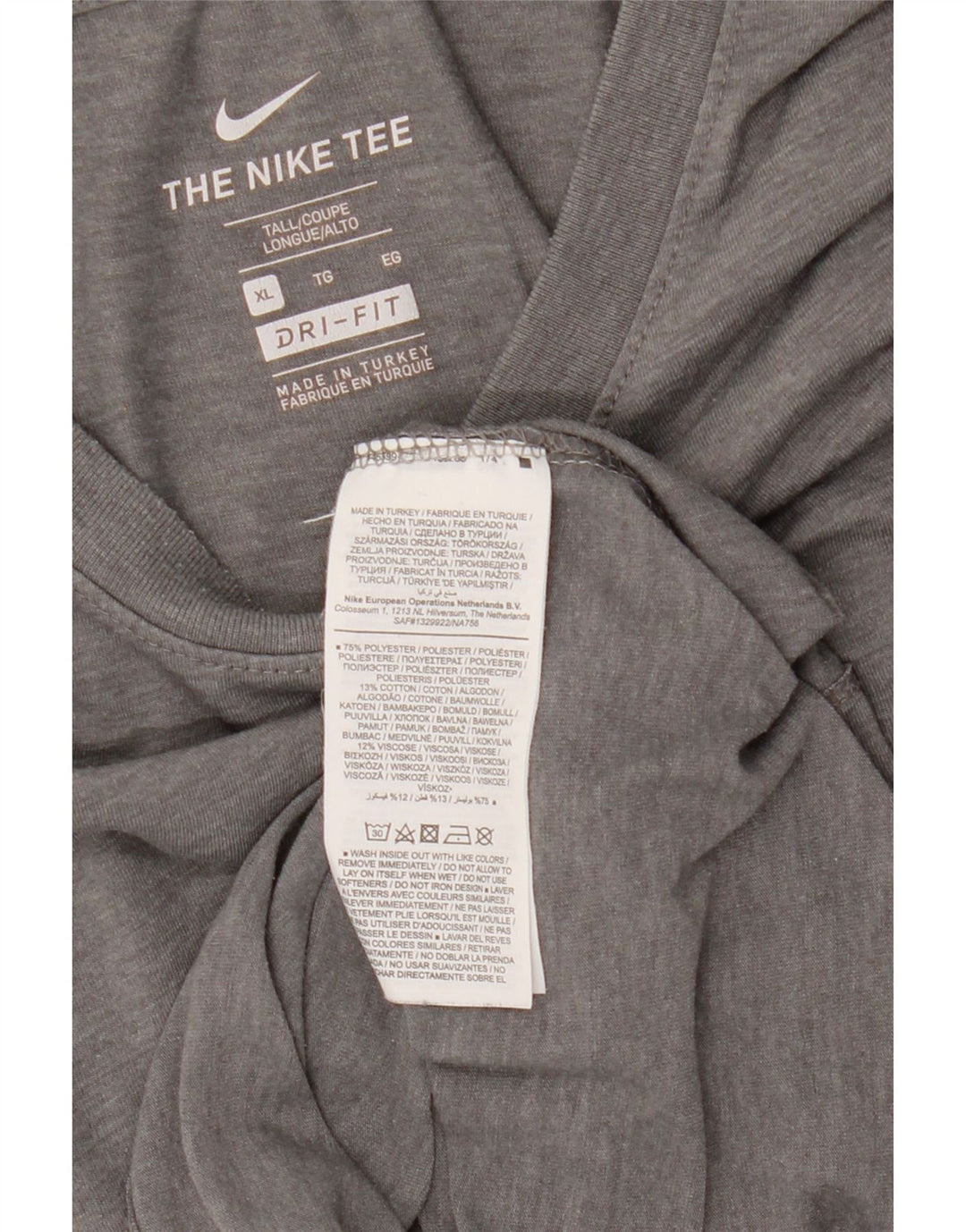 Nike Tall T-Shirt Top XL Grå polyester