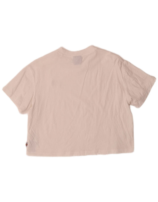 Dickies Womens Crop T-Shirt Top UK 14 Medium White Bomuld