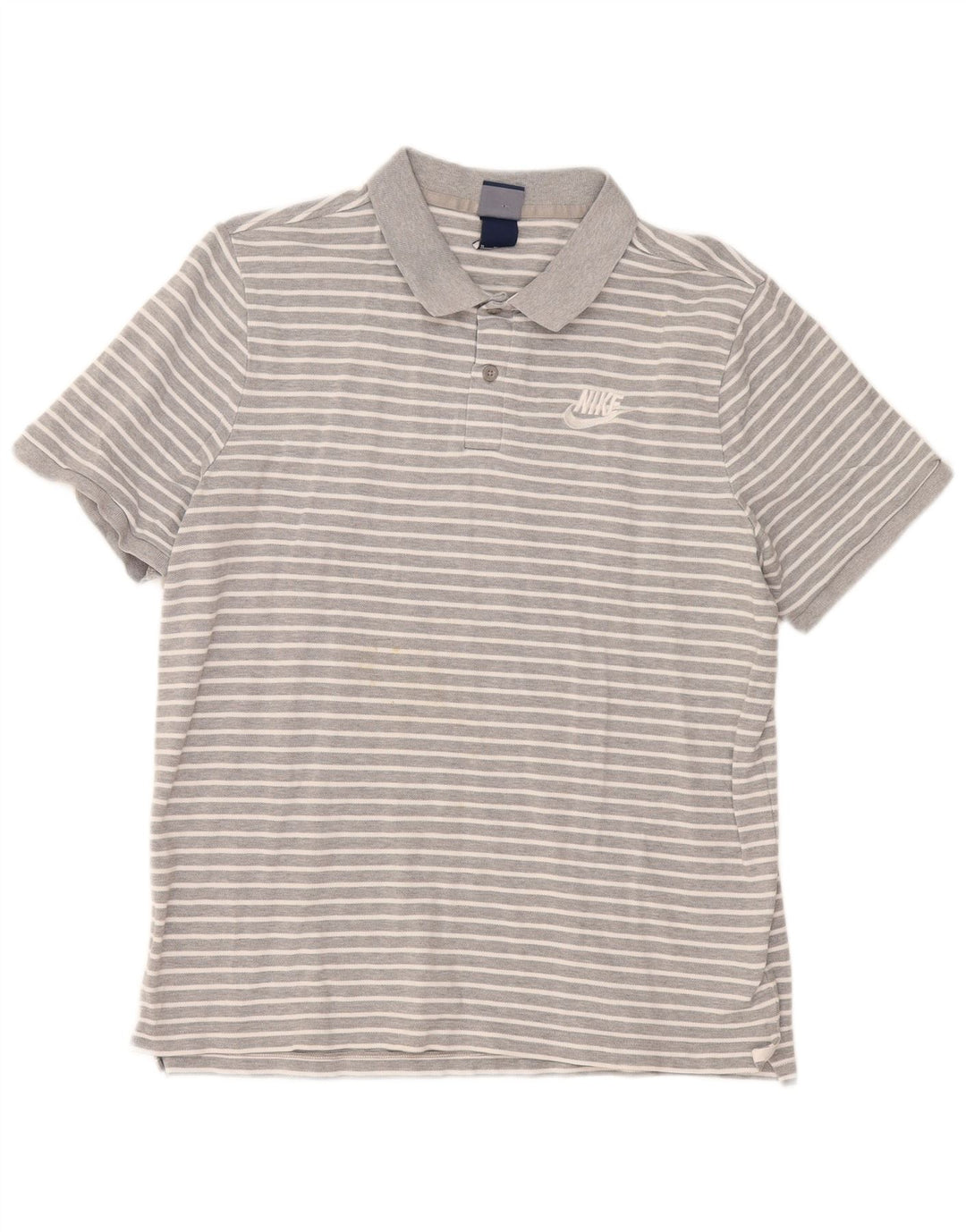 Nike herre poloshirt XL gråstribet bomuld
